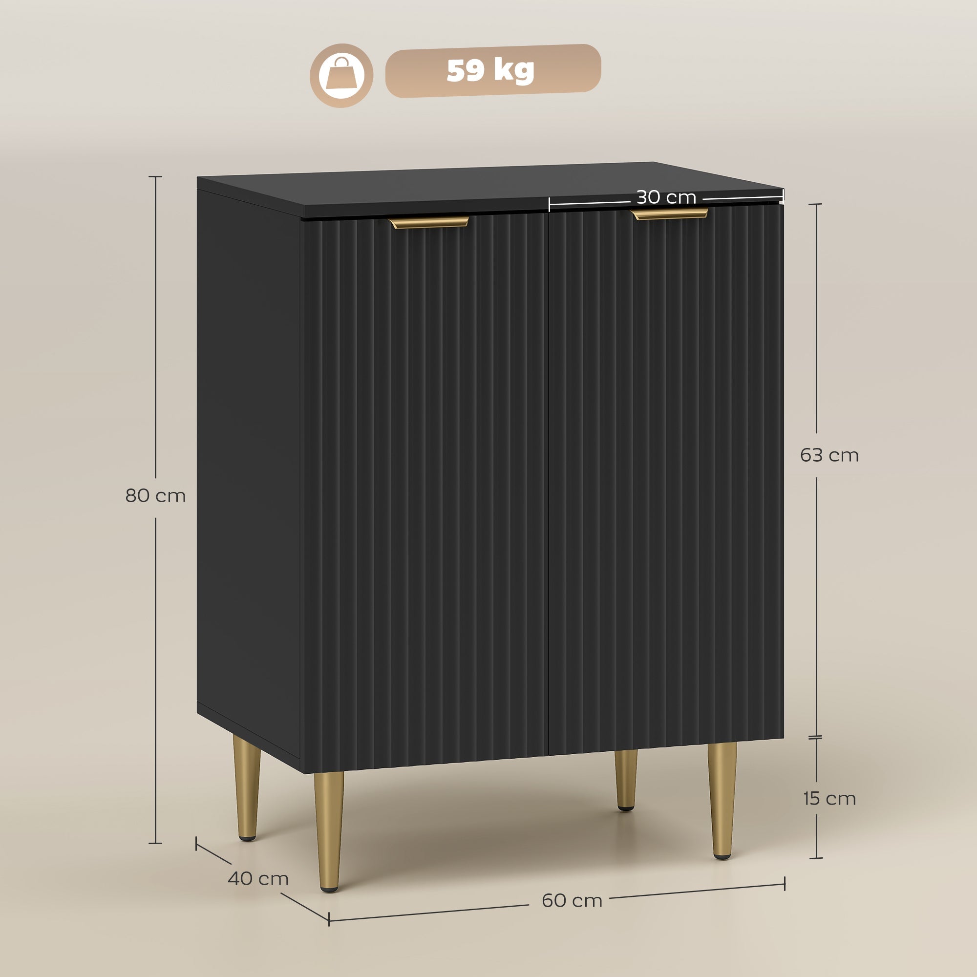 HOMCOM Adjustable Shelf Sideboard - Black