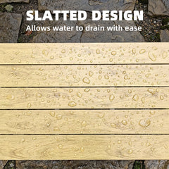 Outsunny Outdoor Garden Coffee Table, Garden Table with Slatted Wood Plastic Composite Top and Metal Frame, Brown