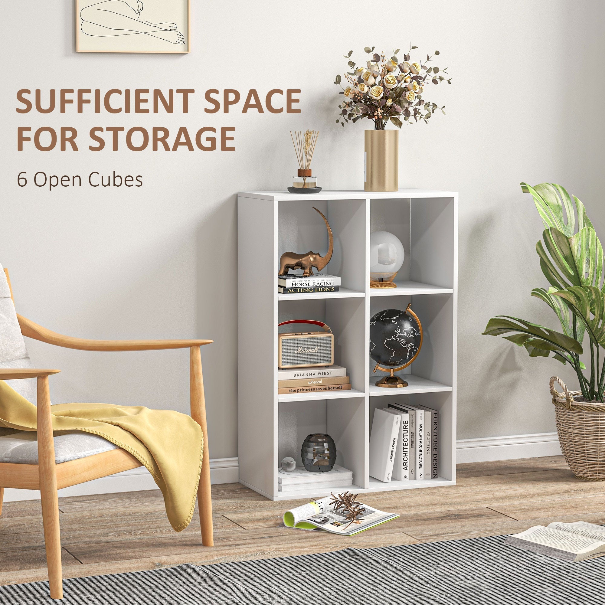 HOMCOM 6-Cube Bookshelf - White