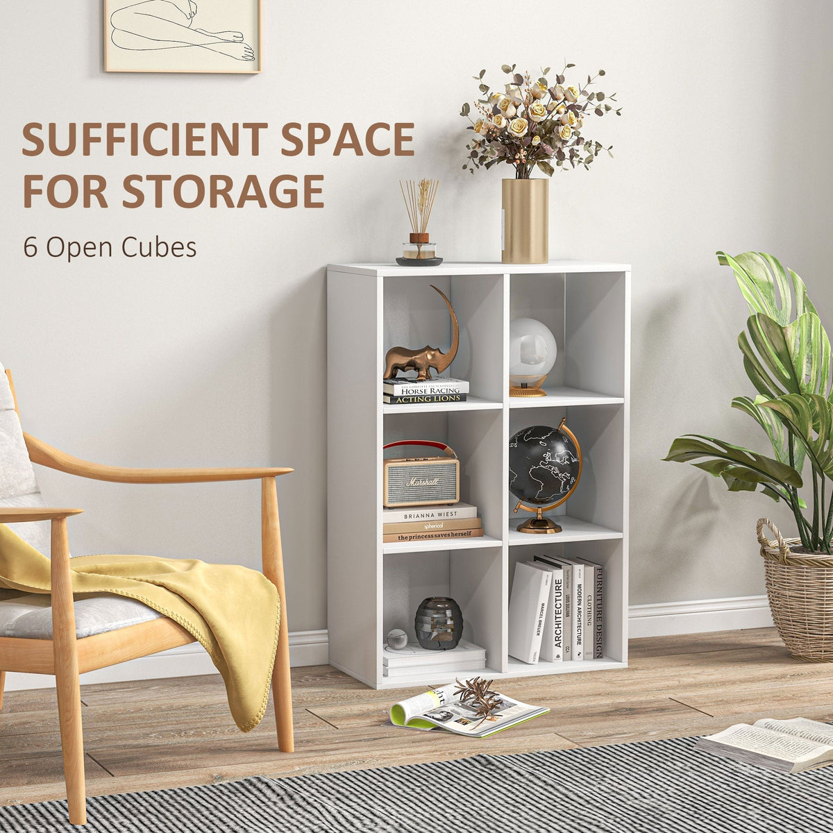 HOMCOM 6-Cube Bookshelf - White