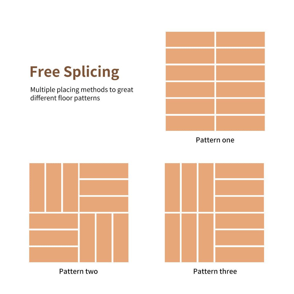 Diagram showing different ways to lay the interlocking deck tiles