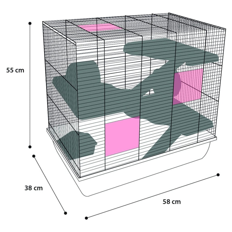 FLAMINGO Hamster Cage Jaro 4 58x38x55 cm Black and Blue