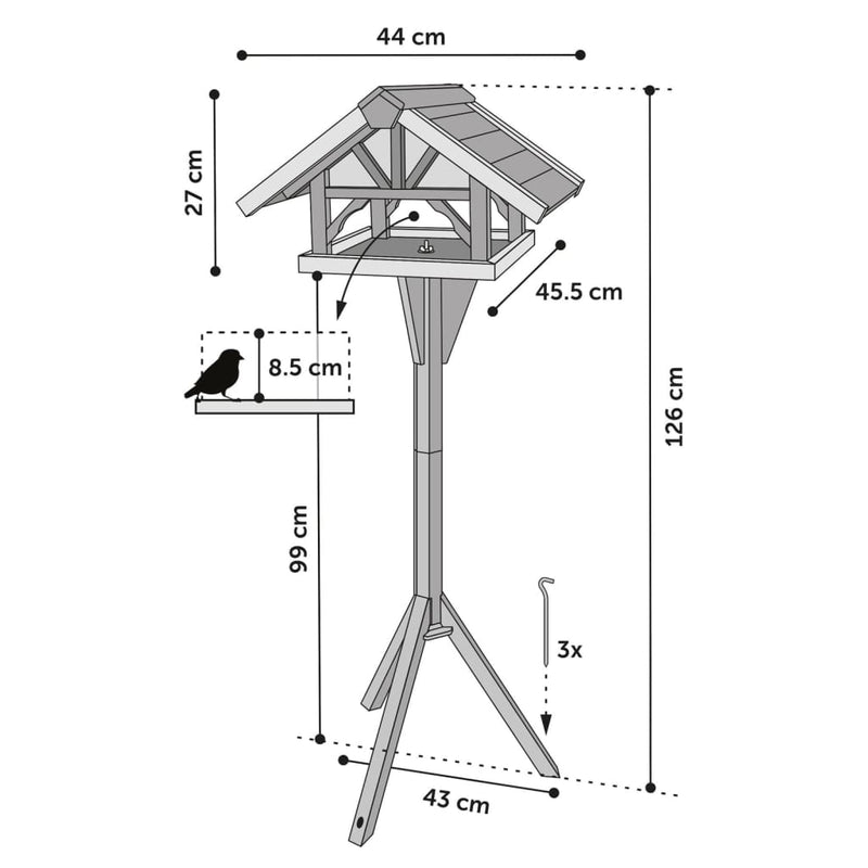 FLAMINGO Bird Table with Stand Vintro 44x45.5x126 cm Natural