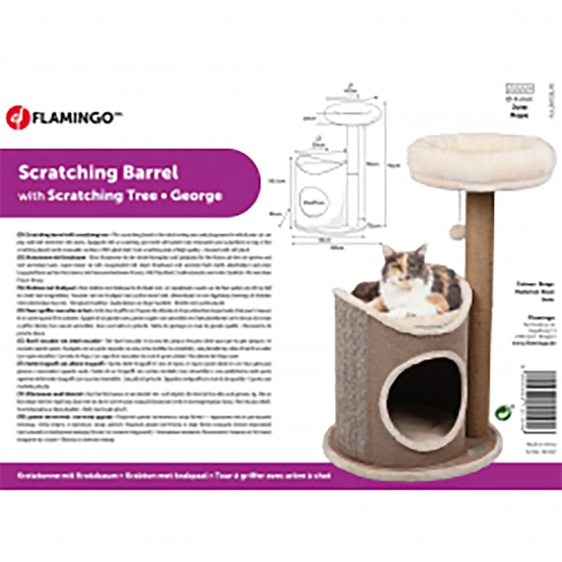 FLAMINGO Cat Scratching Barrel with Tree George