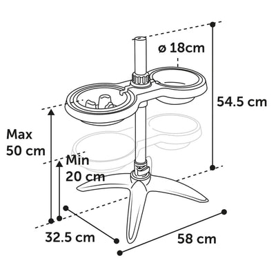 FLAMINGO Food Bowl Stand Suvi M 1100 ml and 1500 ml Grey