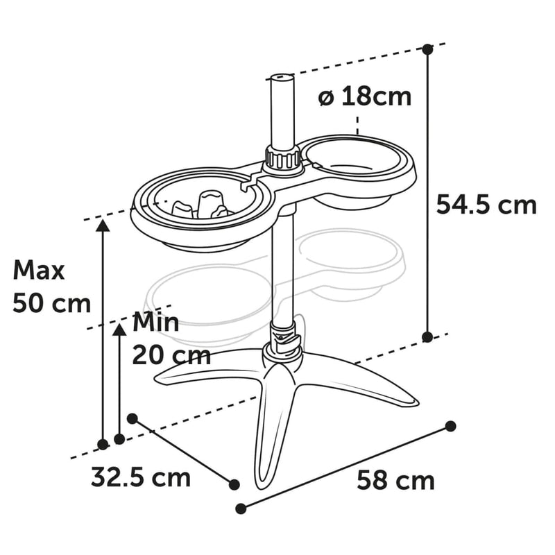 FLAMINGO Food Bowl Stand Suvi M 1100 ml and 1500 ml Grey