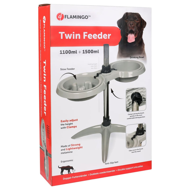 FLAMINGO Food Bowl Stand Suvi M 1100 ml and 1500 ml Grey