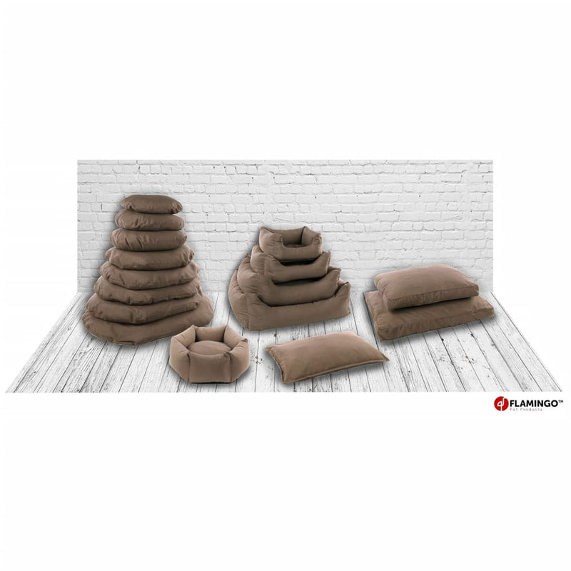 FLAMINGO Dog Bed with Zipper Panama Rectangular 50x40x18 cm Taupe