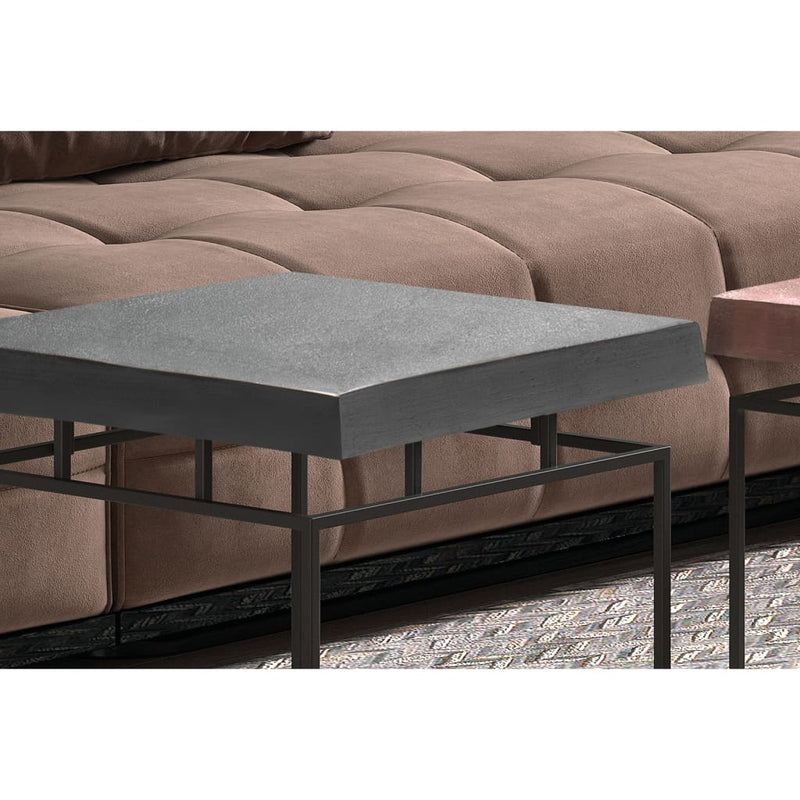 Rousseau 2 Piece Coffee Table Set Aron Metal Grey and Rust