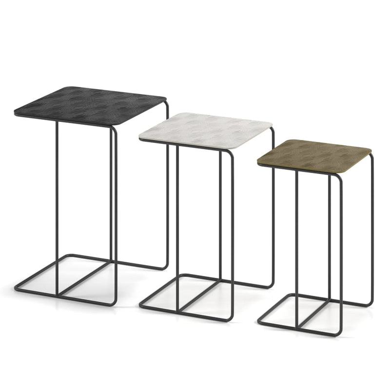 Rousseau 3 Piece Side Table Set Covera Metal Multicolour