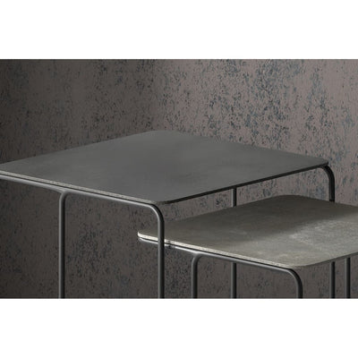 Rousseau 2 Piece Side Table Set Ospera Metal Black and Grey