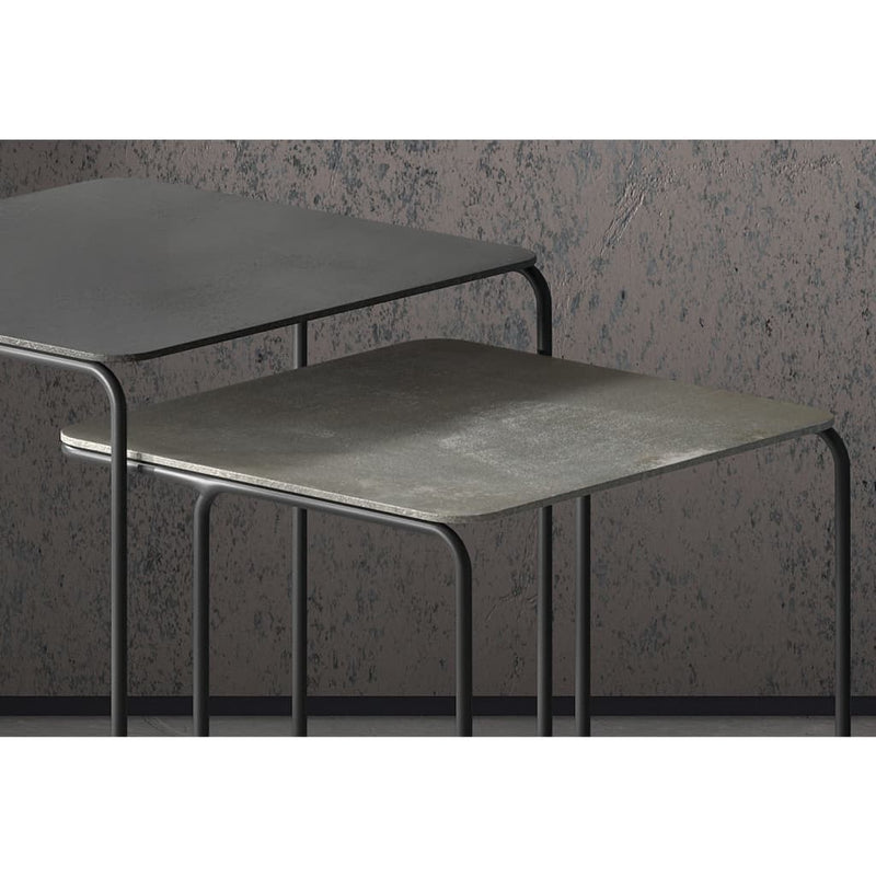 Rousseau 2 Piece Side Table Set Ospera Metal Black and Grey