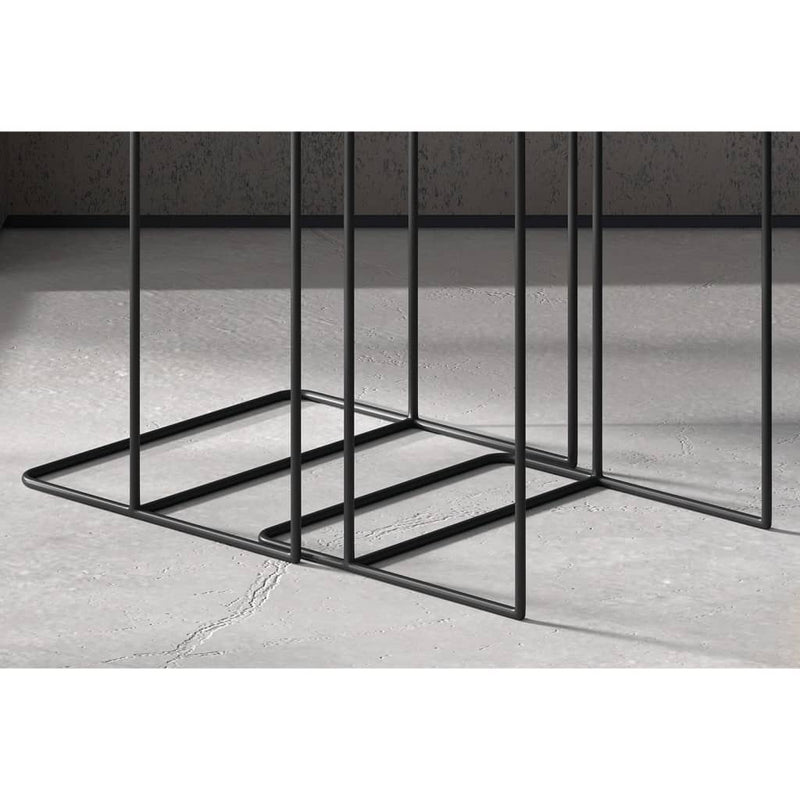 Rousseau 2 Piece Side Table Set Ospera Metal Black and Grey