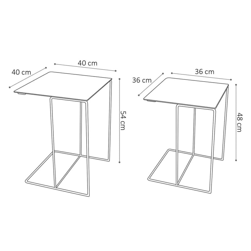 Rousseau 2 Piece Side Table Set Ospera Metal Black and Grey