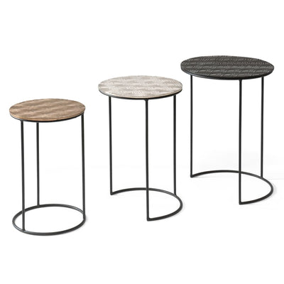 Rousseau 3 Piece Side Table Set Tiziano Metal Multicolour