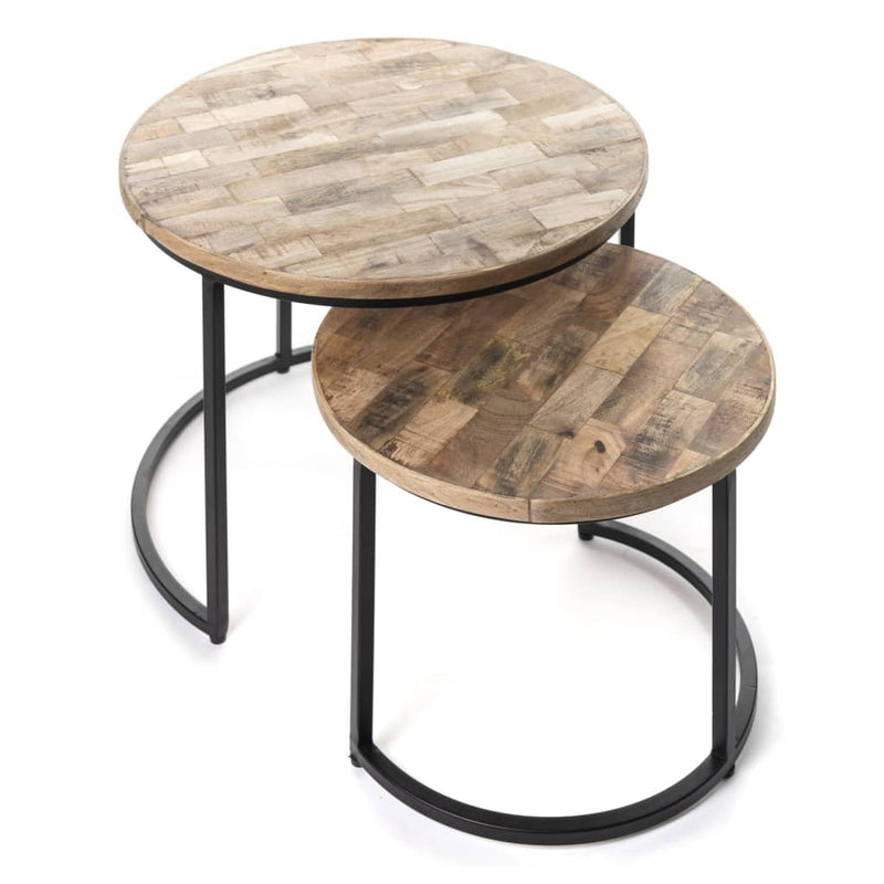 Rousseau 2 Piece Side Table Set Linus Mangolia Wood