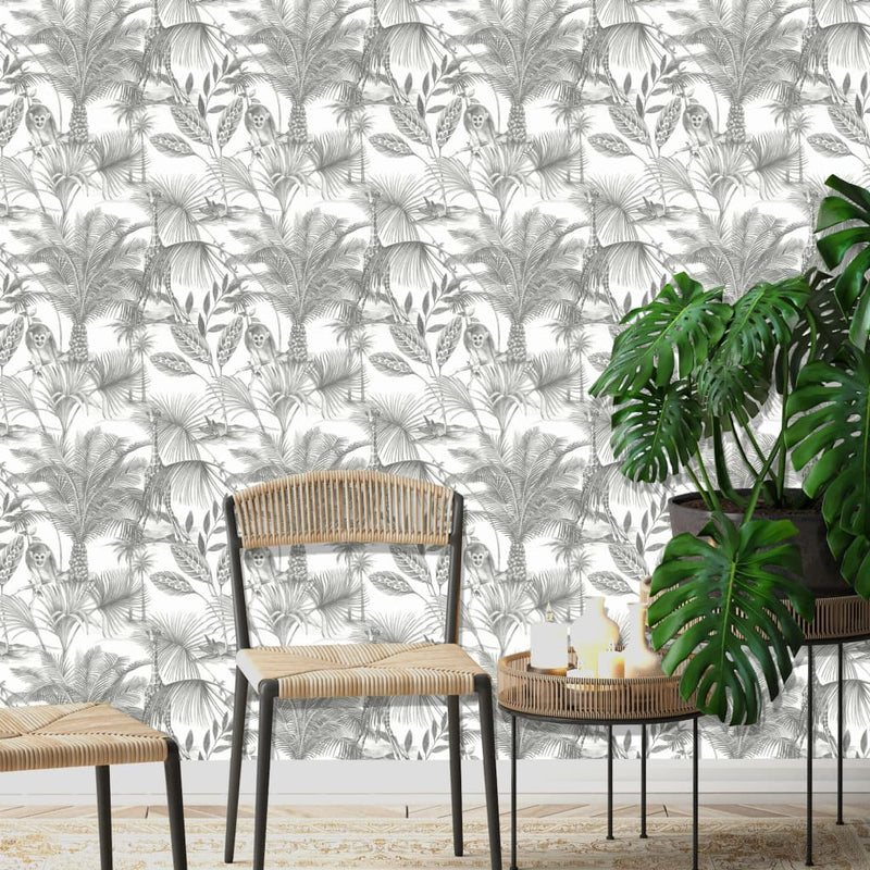 DUTCH WALLCOVERINGS Wallpaper Kidatu Grey and White