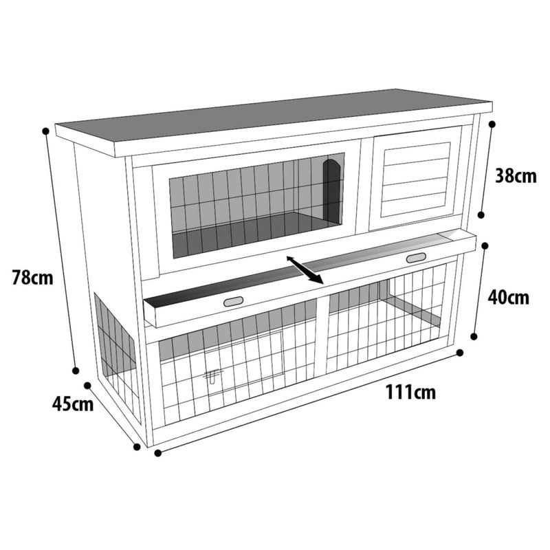 FLAMINGO Rabbit Hutch Loft 111x45x78 cm Brown