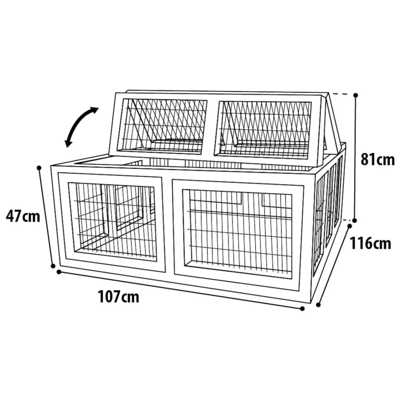 FLAMINGO Rabbit Hutch Arena Cottage 107x116x47 cm Grey