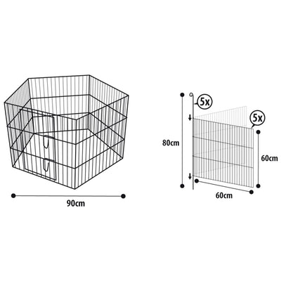 FLAMINGO 5 Piece Rabbit Playpen Pentagon 90x60 cm Multicolour