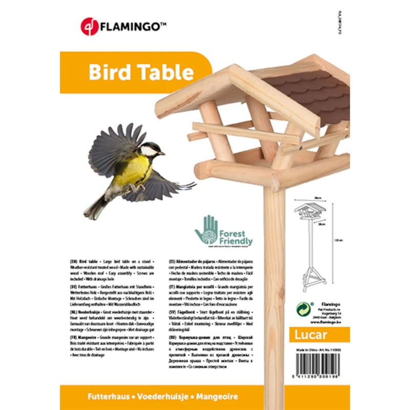 FLAMINGO Bird Table with Stand Lucar 38x28x125 cm Natural