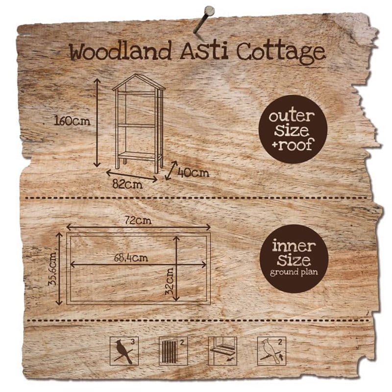 Duvoplus Aviary Asti Cottage 82x40x160 cm Wood