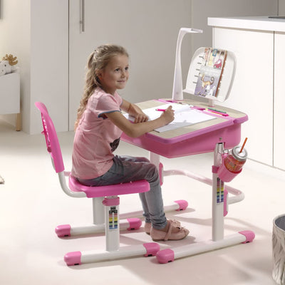 Vipack Adjustable Kids Desk Comfortline 301 with Chair Pink and White