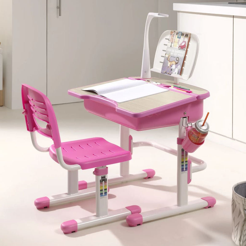 Vipack Adjustable Kids Desk Comfortline 301 with Chair Pink and White