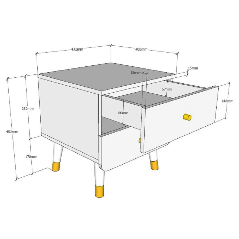 Vipack Nightstand Billy 2-drawer Wood Satin White