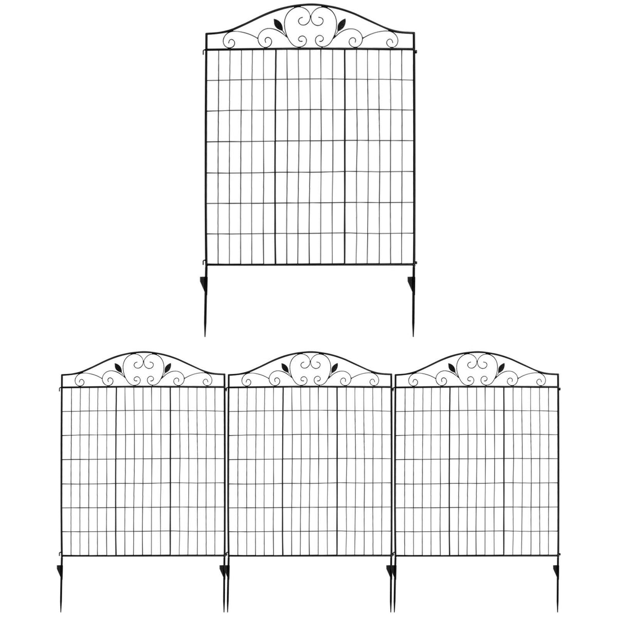 4 Panels Folding Iron Decorative Garden Fence Interlockable