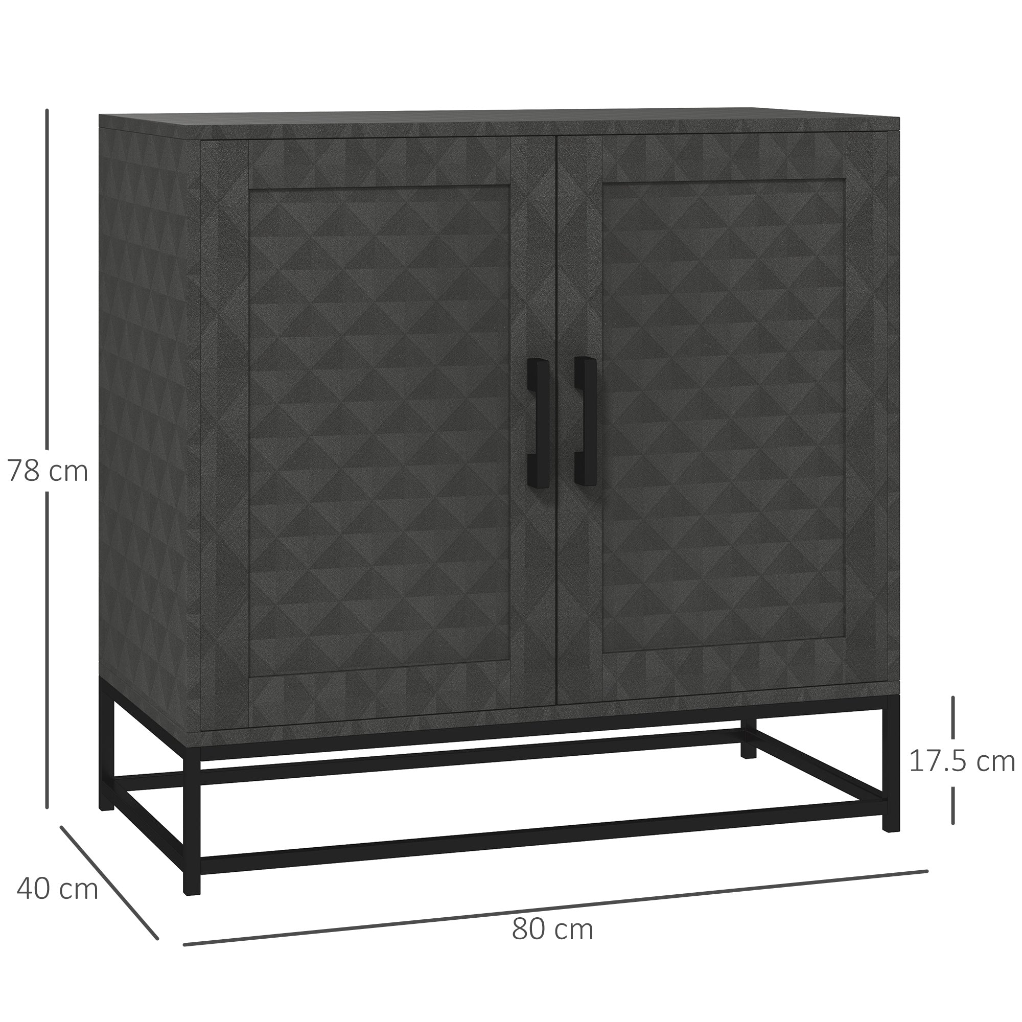 HOMCOM Modern Sideboard, Freestanding Sideboard Storage Cabinet with Adjustable Shelf and 2 Doors for Living Room, Grey