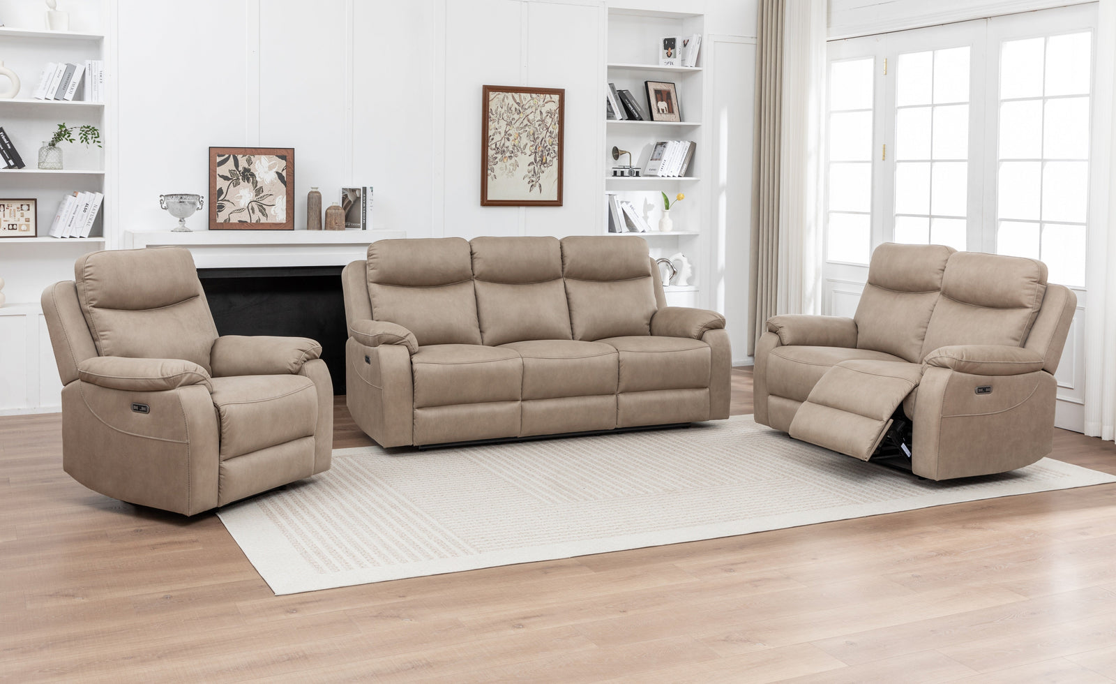 Corley 2 Seater Sofa Beige Stone (Recliner)