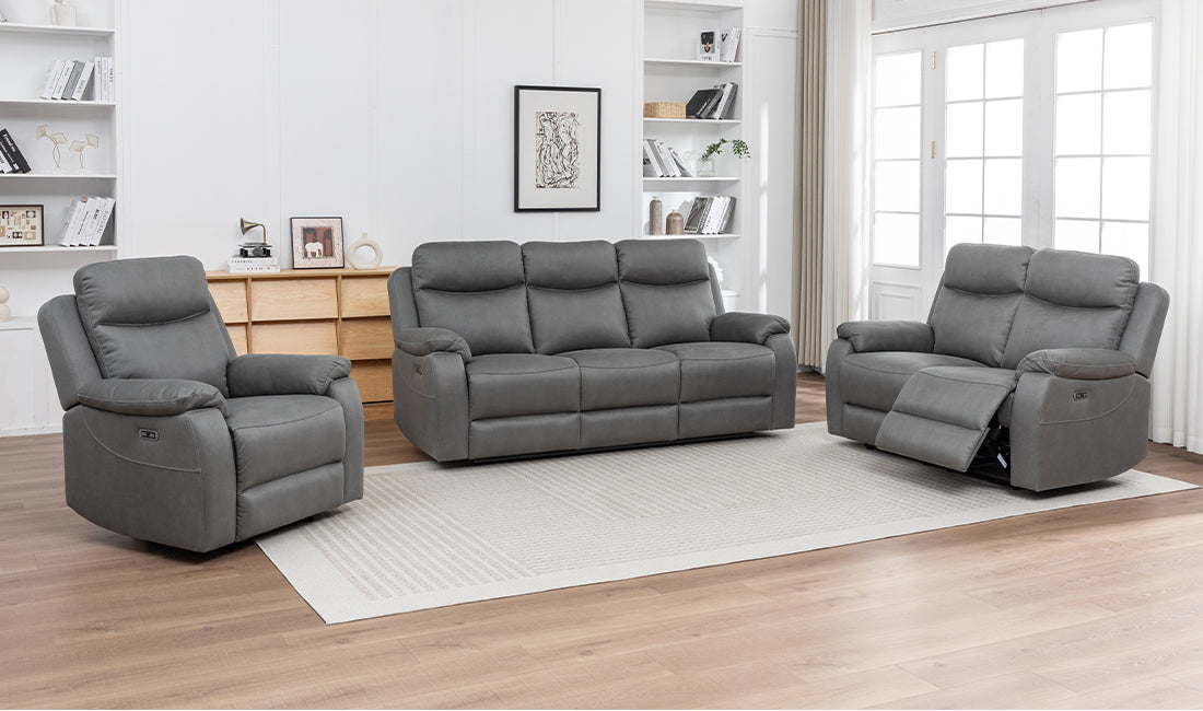 Corley 2 Seater Sofa Grey  (Recliner)