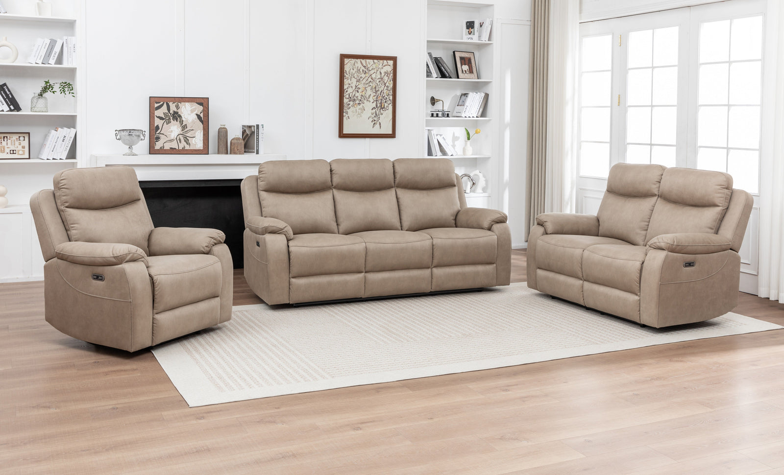 Corley 2 Seater Sofa Beige Stone (Recliner)