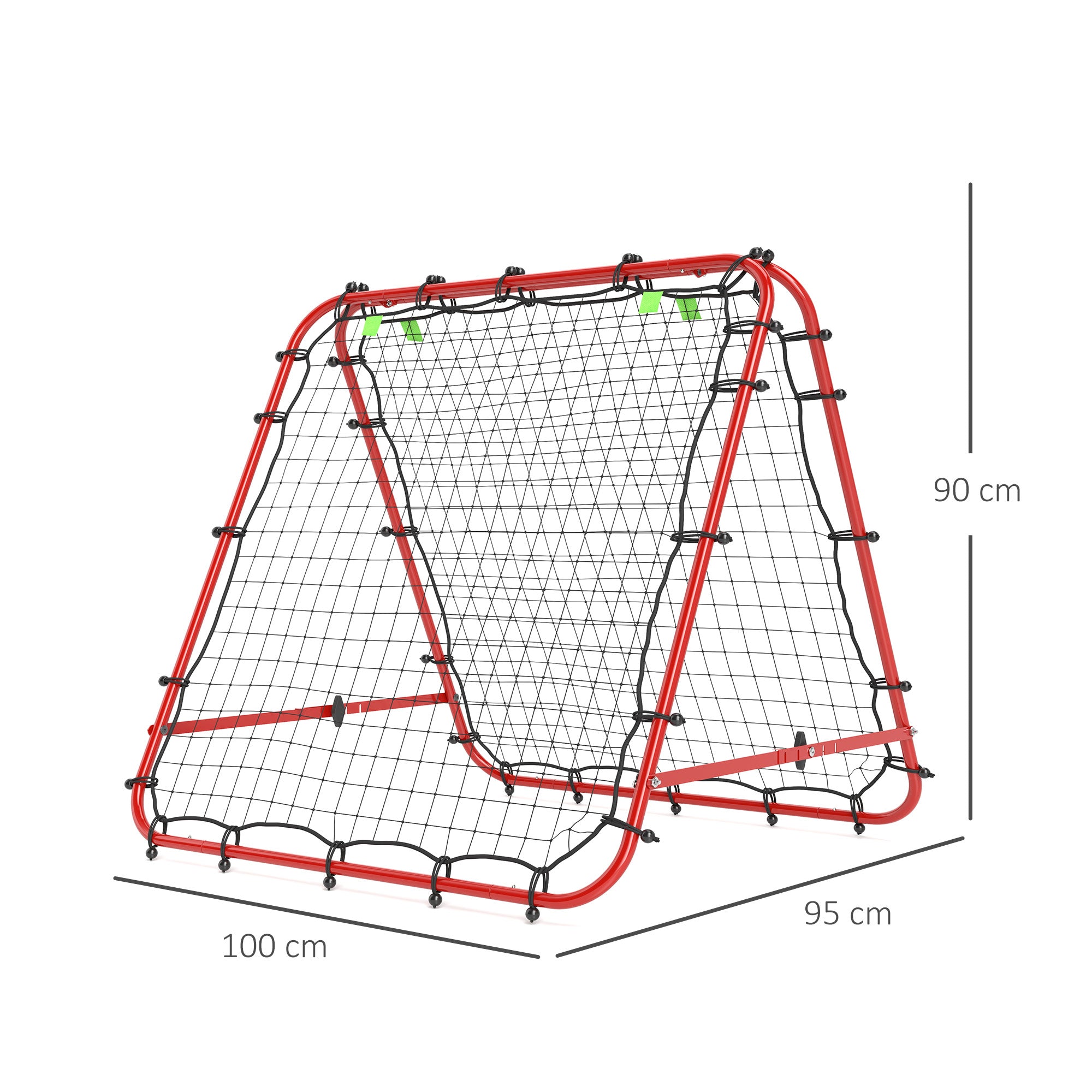 HOMCOM Double Sided Football Rebounder Net, Football Rebound Goal with Five Adjustable Angles, Red
