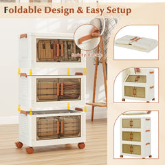 57L Stackable Plastic Collapsible Storage Bins with Lids