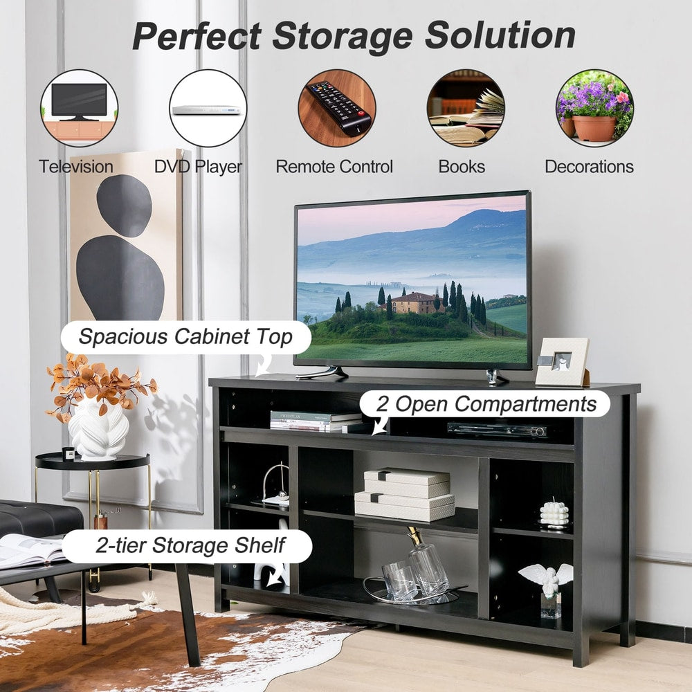 58 Inch TV Stand and Electric Fireplace Bundle with Adjustable Shelves