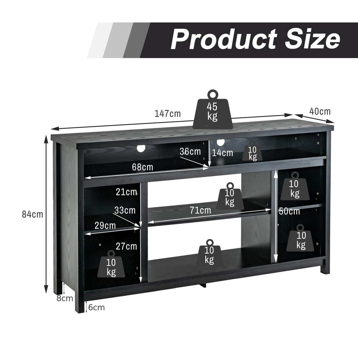 58 Inch TV Stand and Electric Fireplace Bundle with Adjustable Shelves