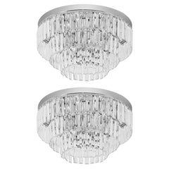HOMCOM Set of 2 Modern Crystal Ceiling Lights, Chandeliers, Pendant Lamps w/ 7 Lights, E14 Fittings for Living Room, Bedroom, Silver