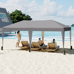 590 x 300 CM Outdoor Pop up Canopy Tent with Wheeled Bag-Grey