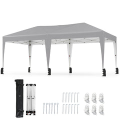 590 x 300 CM Outdoor Pop up Canopy Tent with Wheeled Bag-Grey