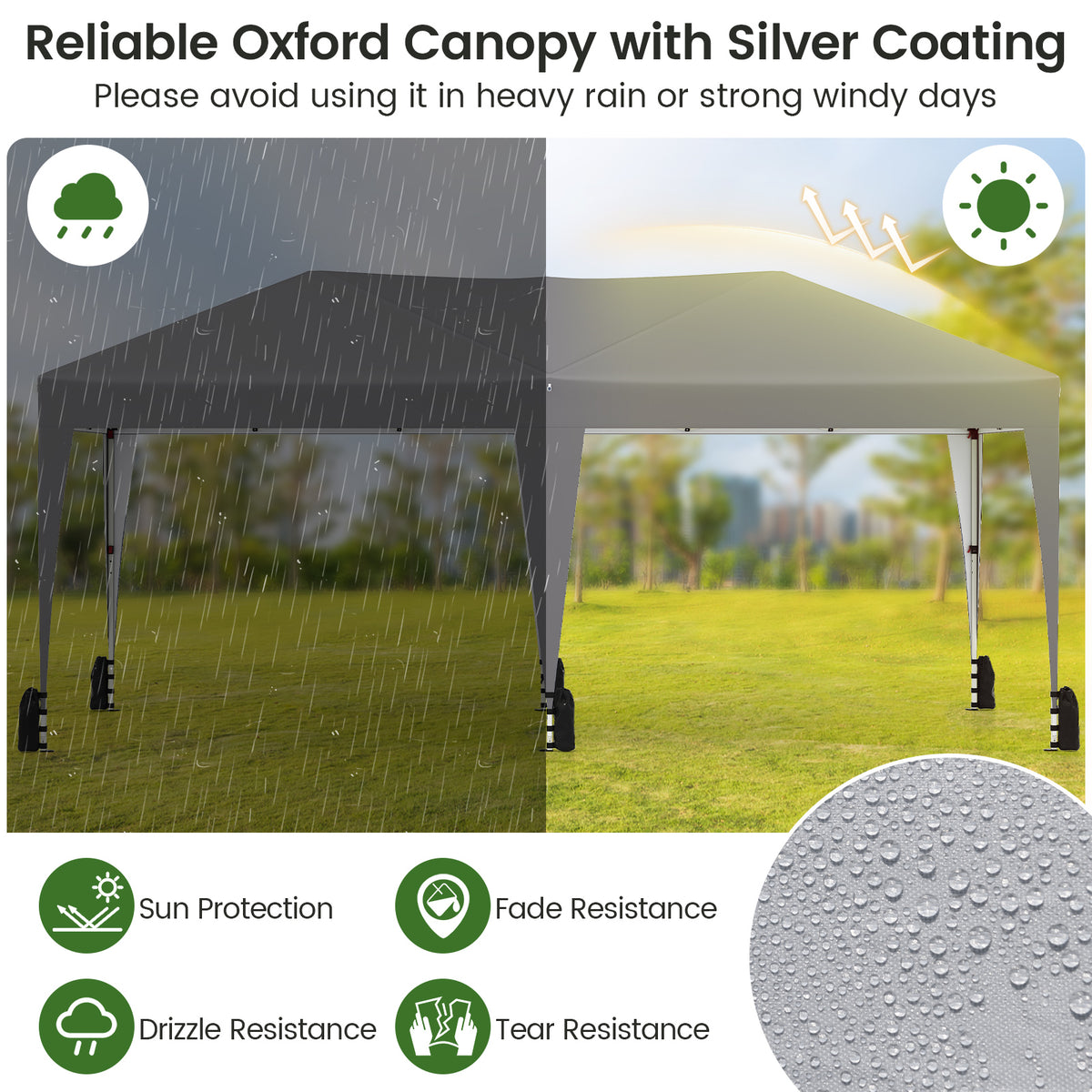 590 x 300 CM Outdoor Pop up Canopy Tent with Wheeled Bag-Grey