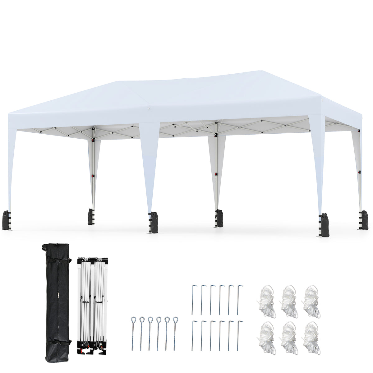 590 x 300 CM Outdoor Pop up Canopy Tent with Wheeled Bag-White