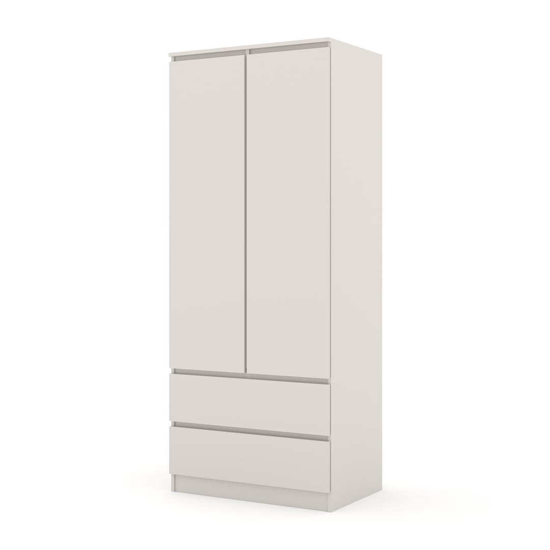 The hinged wardrobe with two doors and two drawers closed