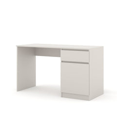 The desk against a plain white background showing the side storage unit
