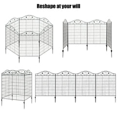 4 Panels Folding Iron Decorative Garden Fence Interlockable