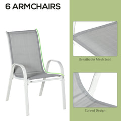 Outsunny Seven-Piece Outdoor Dining Set - Grey