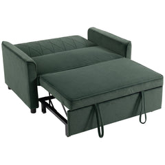 HOMCOM 2 Seater Sofa Bed, 3-in-1 Convertible Pull Out Sleeper Sofa with Clik-Clack Adjustable Backrest, Dark Green