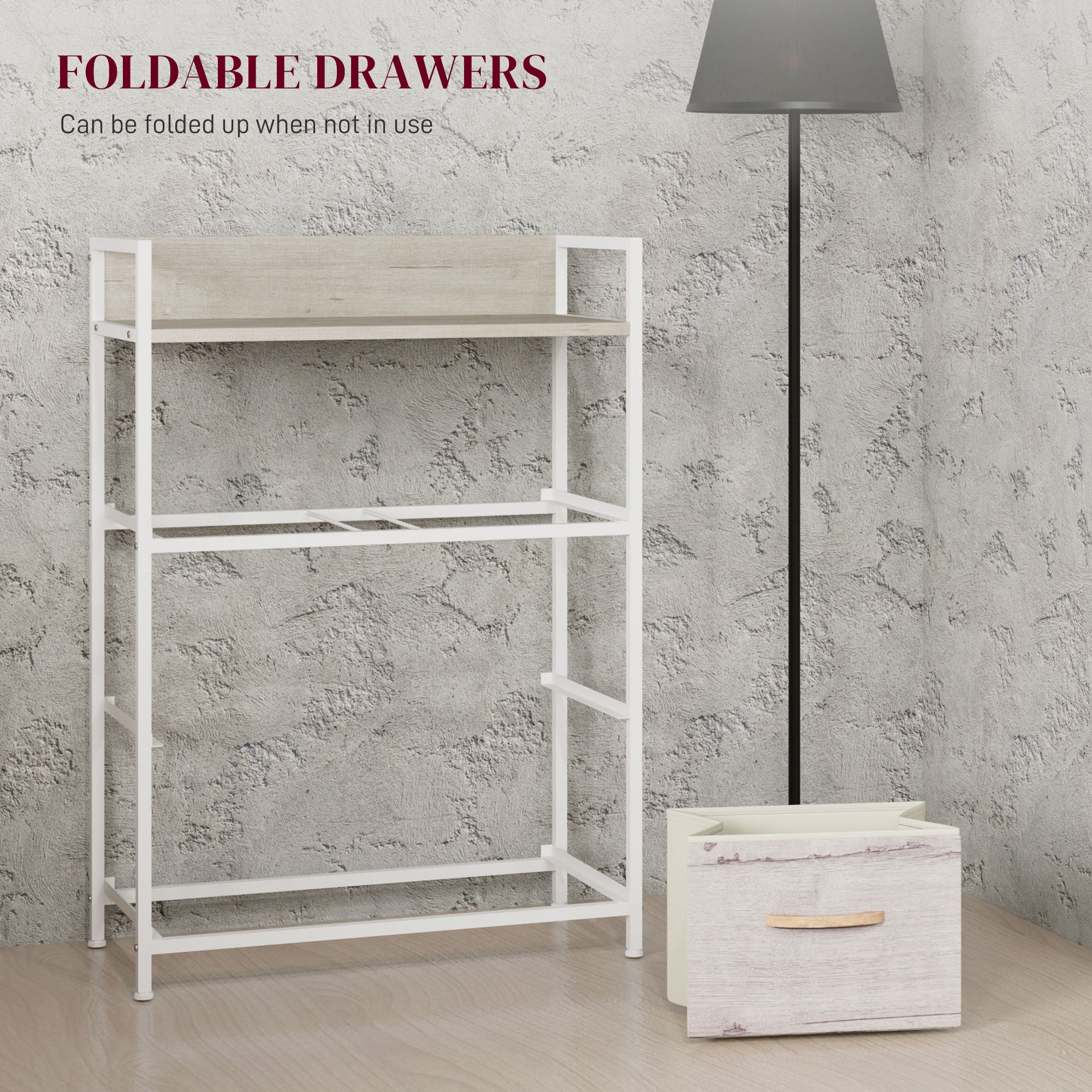 HOMCOM Rustic Chest of Four Fabric Drawers - Black