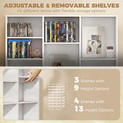HOMCOM 835 CD/500 DVD Storage Unit, Blu-ray Media Storage Shelf with 27 Compartments and 21 Adjustable Shelves, White